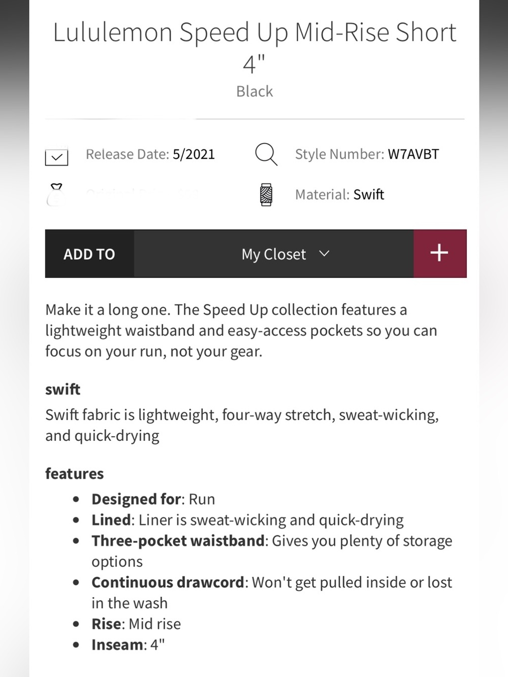 Lululemon speed up shorts black 4 long - Picture 3 of 9